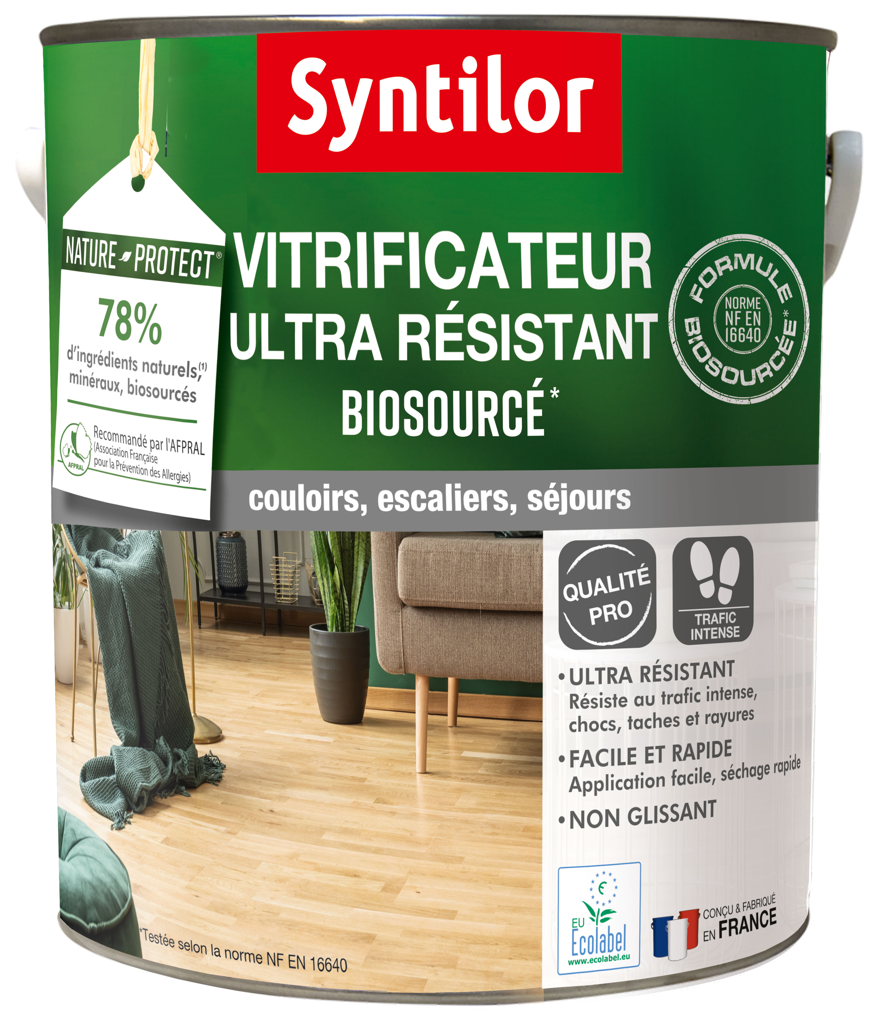 Vitrificateur parquet ultra-résistant biosourcé incolore 5L satiné - SYNTILOR